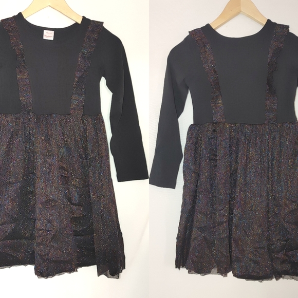 Hanna Andersson Other - Hanna Andersson Sparked Dress Soft Tulle Long Sleeve Black Metallic Size 8